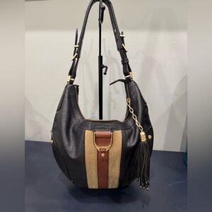 Cole Haan Vintaged Black and Tan Hobo Bag